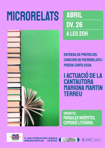 Entrega de premis del concurs de microrelats i poesia curta 2024 + Concert Mariona Martin